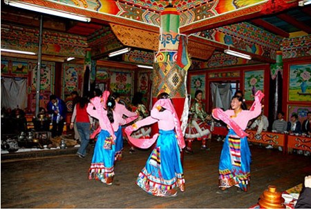 Black-necked crane Dancing Hall, Shangri-la Guide, Shangri-la Travel